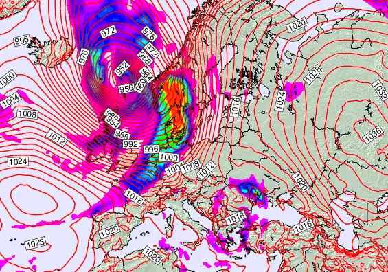 Europe forecast chart for Saturday, October 4th, 2025 at 12:00 PM