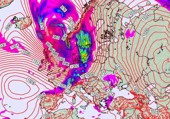 Europe forecast chart for Saturday, October 4th, 2025 at 6:00 PM