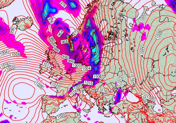 Europe forecast chart for Sunday, October 5th, 2025 at 12:00 AM