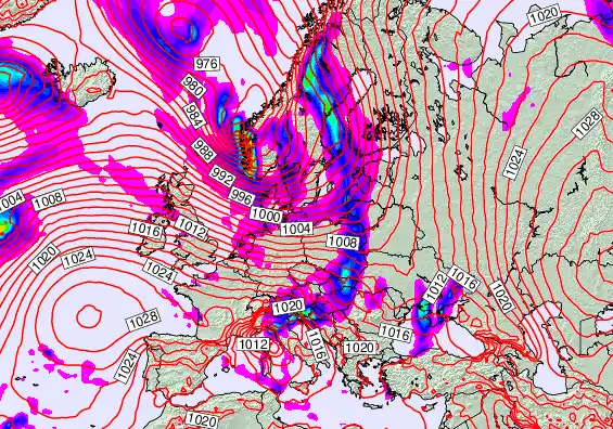 Europe forecast chart for Sunday, October 5th, 2025 at 6:00 AM