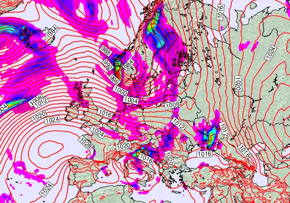 Europe forecast chart for Sunday, October 5th, 2025 at 12:00 PM
