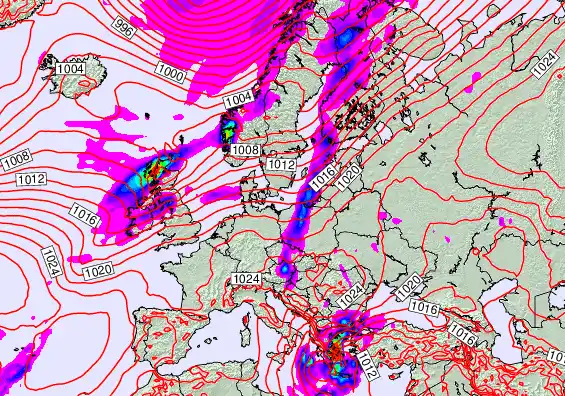 Europe forecast chart for Tuesday, October 7th, 2025 at 6:00 PM