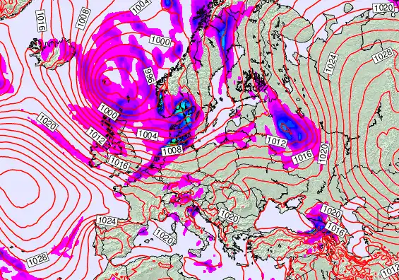 Europe forecast chart for Friday, October 10th, 2025 at 12:00 PM