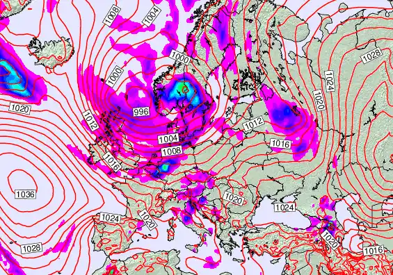 Europe forecast chart for Friday, October 10th, 2025 at 6:00 PM