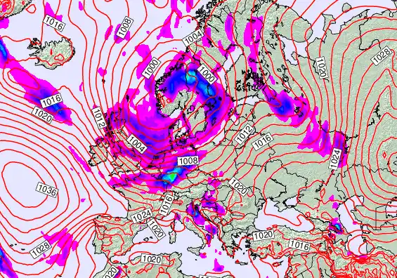 Europe forecast chart for Saturday, October 11th, 2025 at 12:00 AM