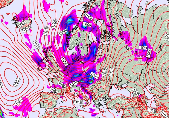 Europe forecast chart for Saturday, October 11th, 2025 at 12:00 PM