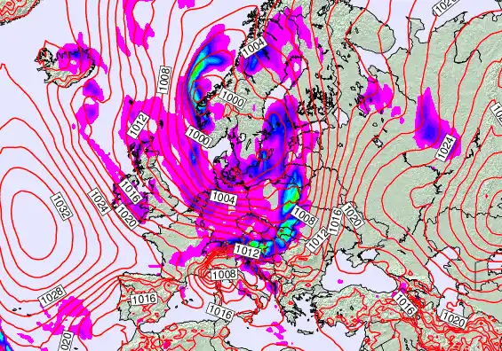 Europe forecast chart for Saturday, October 11th, 2025 at 6:00 PM