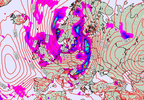 Europe forecast chart for Sunday, October 12th, 2025 at 12:00 AM