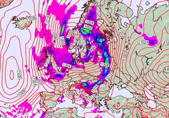 Europe forecast chart for Sunday, October 12th, 2025 at 6:00 AM