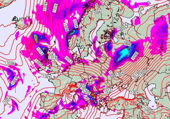 Europe forecast chart for Tuesday, November 18th, 2025 at 6:00 AM