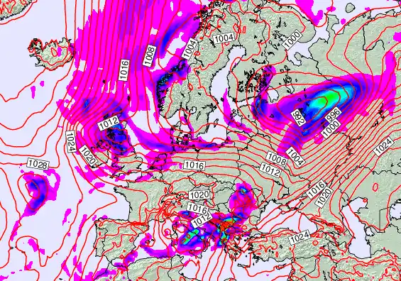 Europe forecast chart for Tuesday, November 18th, 2025 at 12:00 PM