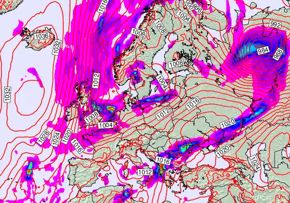 Europe forecast chart for Wednesday, November 19th, 2025 at 6:00 AM