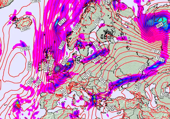 Europe forecast chart for Wednesday, November 19th, 2025 at 12:00 PM