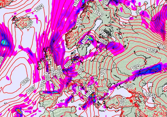 Europe forecast chart for Thursday, November 20th, 2025 at 12:00 AM