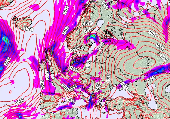 Europe forecast chart for Thursday, November 20th, 2025 at 6:00 AM