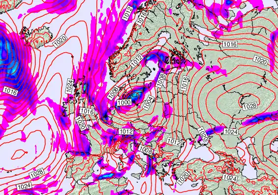 Europe forecast chart for Thursday, November 20th, 2025 at 12:00 PM