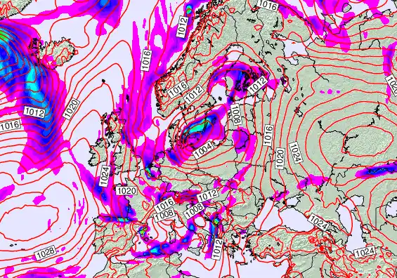 Europe forecast chart for Thursday, November 20th, 2025 at 6:00 PM