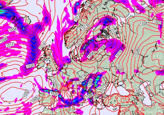 Europe forecast chart for Friday, November 21st, 2025 at 6:00 AM