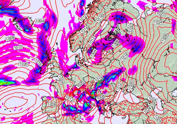 Europe forecast chart for Friday, November 21st, 2025 at 12:00 PM