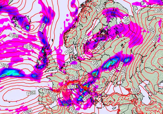 Europe forecast chart for Friday, November 21st, 2025 at 6:00 PM