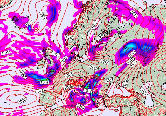 Europe forecast chart for Saturday, November 22nd, 2025 at 6:00 AM