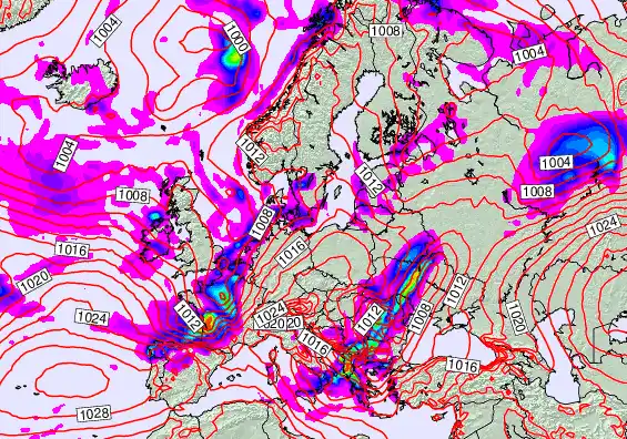 Europe forecast chart for Saturday, November 22nd, 2025 at 6:00 PM