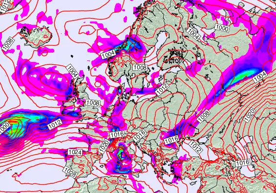 Europe forecast chart for Sunday, November 23rd, 2025 at 12:00 PM