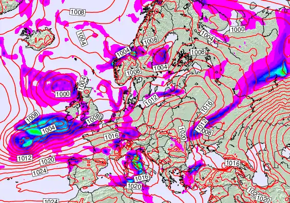 Europe forecast chart for Sunday, November 23rd, 2025 at 6:00 PM