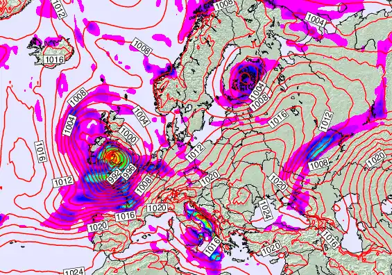 Europe forecast chart for Monday, November 24th, 2025 at 6:00 AM
