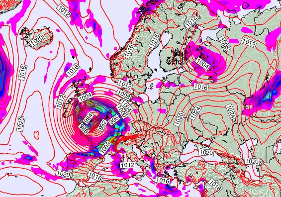 Europe forecast chart for Tuesday, November 25th, 2025 at 12:00 AM