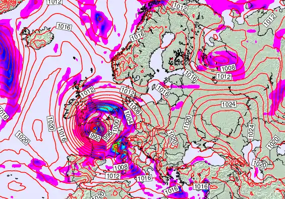 Europe forecast chart for Tuesday, November 25th, 2025 at 6:00 AM
