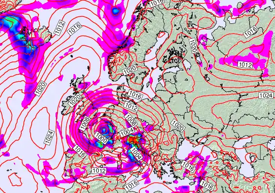 Europe forecast chart for Tuesday, November 25th, 2025 at 6:00 PM