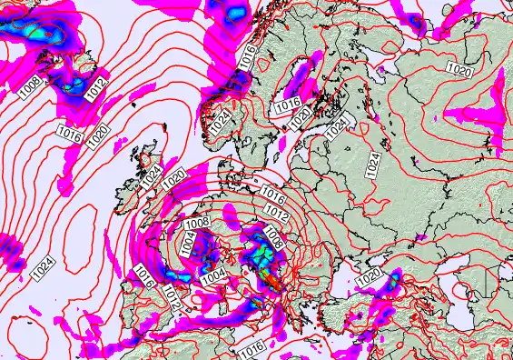 Europe forecast chart for Wednesday, November 26th, 2025 at 12:00 AM