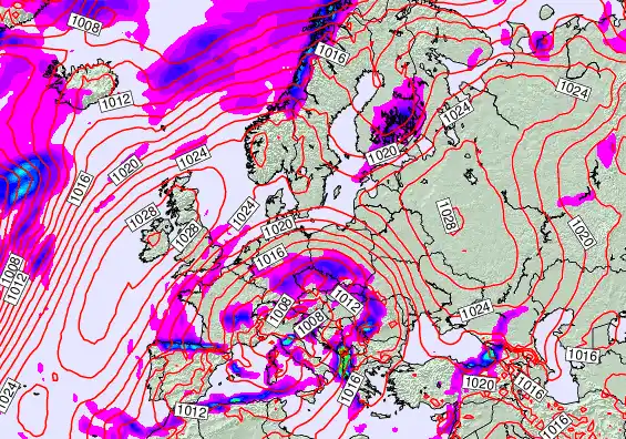 Europe forecast chart for Wednesday, November 26th, 2025 at 12:00 PM