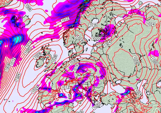 Europe forecast chart for Wednesday, November 26th, 2025 at 6:00 PM