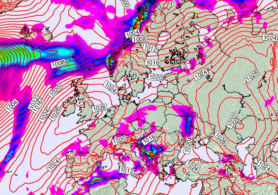 Europe forecast chart for Thursday, November 27th, 2025 at 6:00 AM