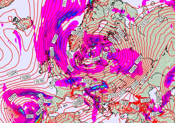 Europe forecast chart for Friday, January 2nd, 2026 at 6:00 PM