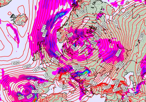 Europe forecast chart for Saturday, January 3rd, 2026 at 12:00 AM