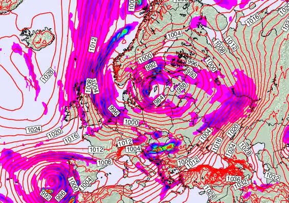 Europe forecast chart for Saturday, January 3rd, 2026 at 6:00 AM