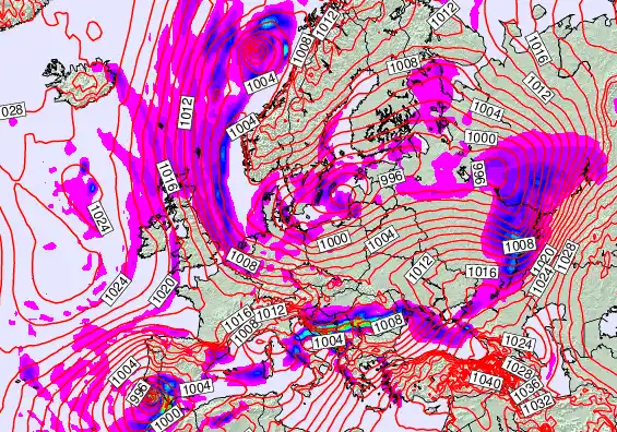Europe forecast chart for Sunday, January 4th, 2026 at 6:00 AM