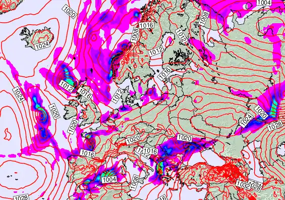 Europe forecast chart for Tuesday, January 6th, 2026 at 12:00 AM