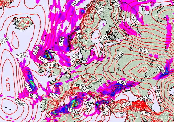 Europe forecast chart for Tuesday, January 6th, 2026 at 6:00 AM
