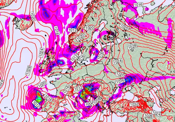 Europe forecast chart for Tuesday, January 6th, 2026 at 6:00 PM