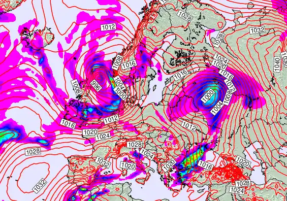 Europe forecast chart for Thursday, January 8th, 2026 at 6:00 AM
