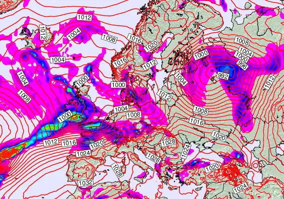 Europe forecast chart for Friday, January 9th, 2026 at 6:00 AM
