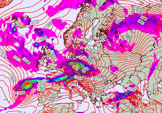 Europe forecast chart for Saturday, January 10th, 2026 at 12:00 AM
