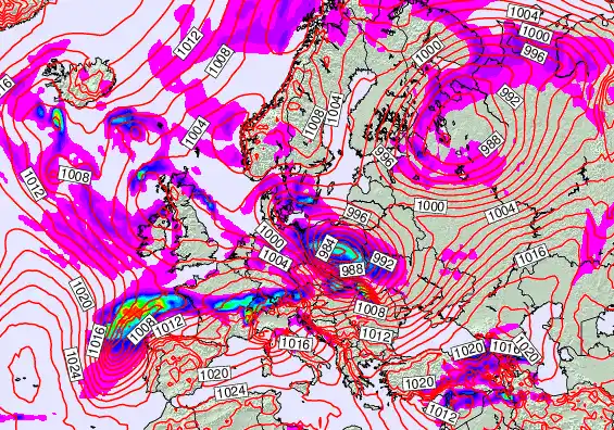 Europe forecast chart for Saturday, January 10th, 2026 at 6:00 AM