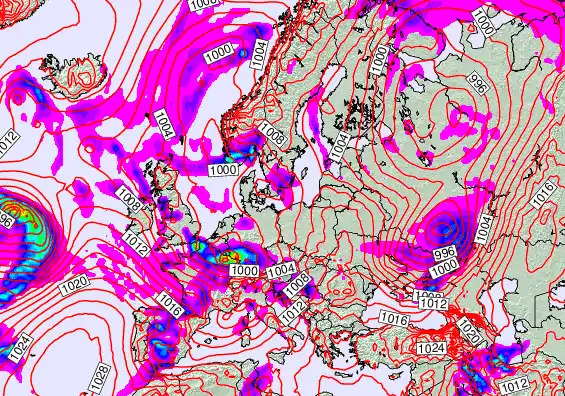 Europe forecast chart for Sunday, January 11th, 2026 at 12:00 AM