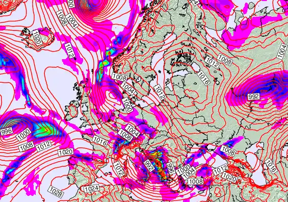 Europe forecast chart for Tuesday, February 17th, 2026 at 6:00 AM