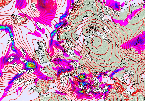 Europe forecast chart for Tuesday, February 17th, 2026 at 12:00 PM